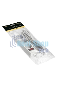 Удлинитель ExeGate EC-3-3W (EX279354RUS), белый, 3 м, евровилка с заземлением, 3 евророзетки с заземлением, 2200 Вт