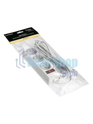 Удлинитель ExeGate EC-3-3W (EX279354RUS), белый, 3 м, евровилка с заземлением, 3 евророзетки с заземлением, 2200 Вт