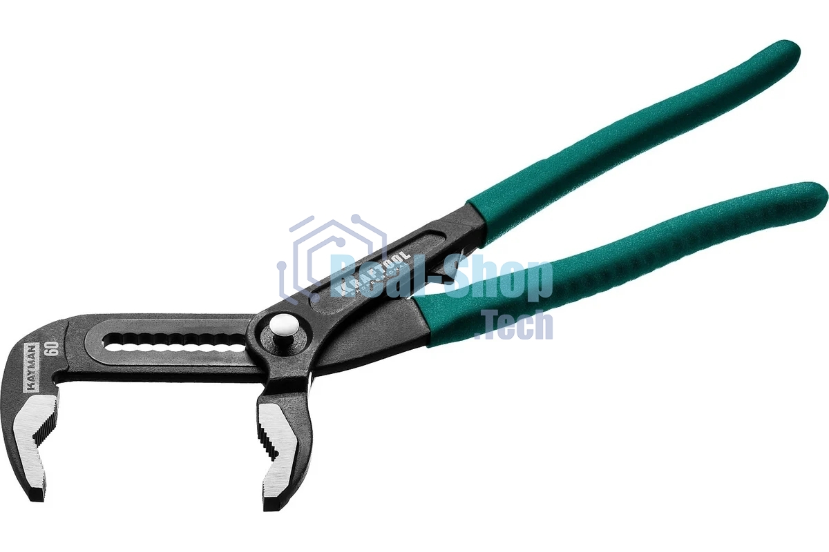 Клещи переставные KRAFTOOL 22353-25 Bulldog Cr-V, max захват 60мм, губки 6мм, 250мм