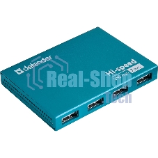 Разветвитель Defender SEPTIMA SLIM USB2.0 - 7 портов, + блок питания DC 5В 2А, + кабель USB 2.0 A(M) - MiniB (M) - 1м