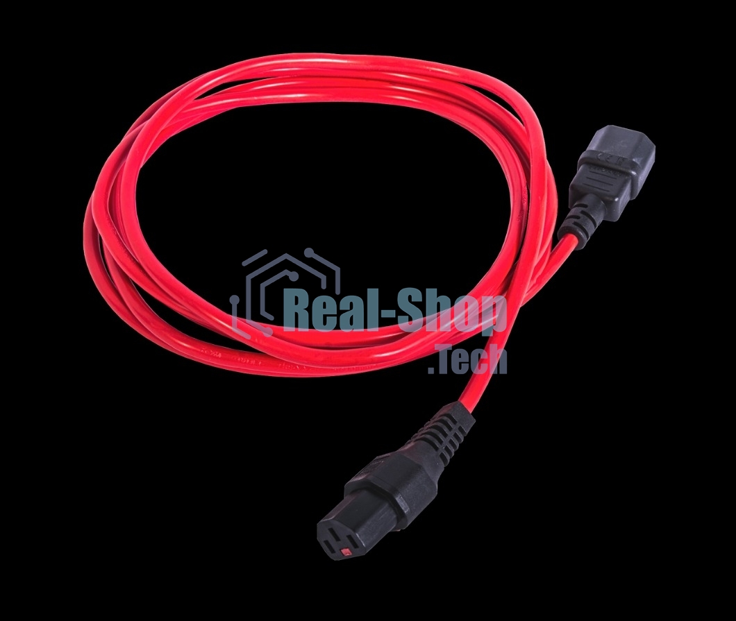 Шнур питания с фиксатором REM IEC 60320 C13/IEC 60320 C14, 10 А/250 В (3 * 1,0), длина 1,8 м, красный R-10-Cord-C13-C14-1.8-Red
