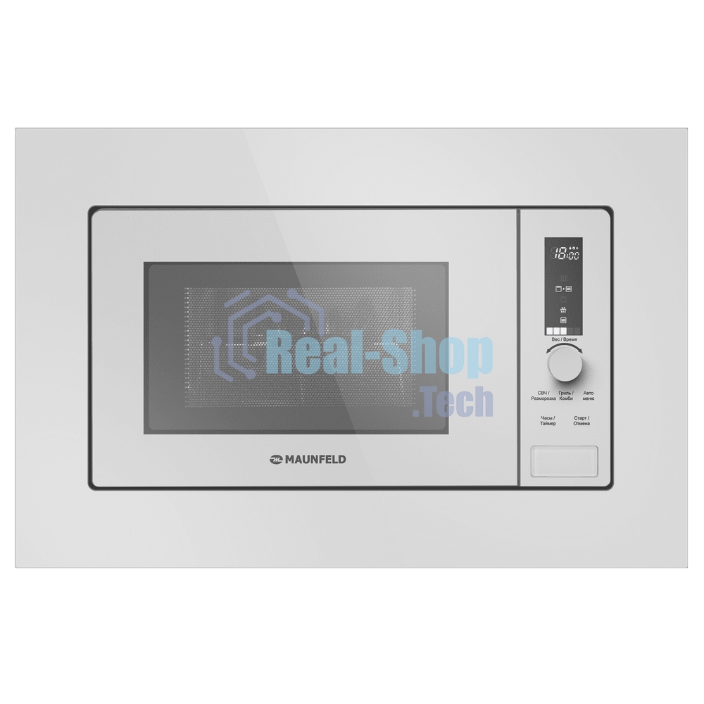 Микроволновая печь встраиваемая Maunfeld JBMO820GW01 белый, 20 л, 1080 Вт, переключатели - сенсор/поворотный механизм