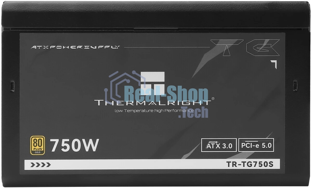Блок питания Thermalright, 750W 80+ Gold (ATX, 3.0, PCIe 5.0, Non-modular, 1x24(20+4)pin, 1xCPU 8(4+4)pin, 2xPCIe*2 8(6+2)pin, 5xSATA3, 1x12+4pin (12VHPWR PCIe 5.0 12+4pin 600mm), 3xMOLEX4pin, Active, 120x120мм, 150x140x86mm, APFC, black)
