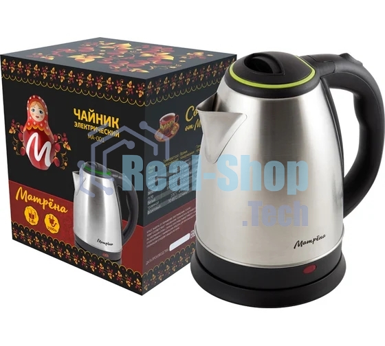Чайник электрический Матрена MA-001 1,8 л,сталь,цвет крышки зеленый (005458)