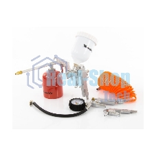 Набор пневмоинструмента Matrix, 5 предметов, быстросъемное соед. краскорасп. с верхним бачком