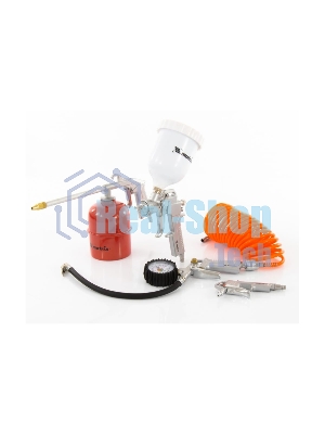 Набор пневмоинструмента Matrix, 5 предметов, быстросъемное соед. краскорасп. с верхним бачком