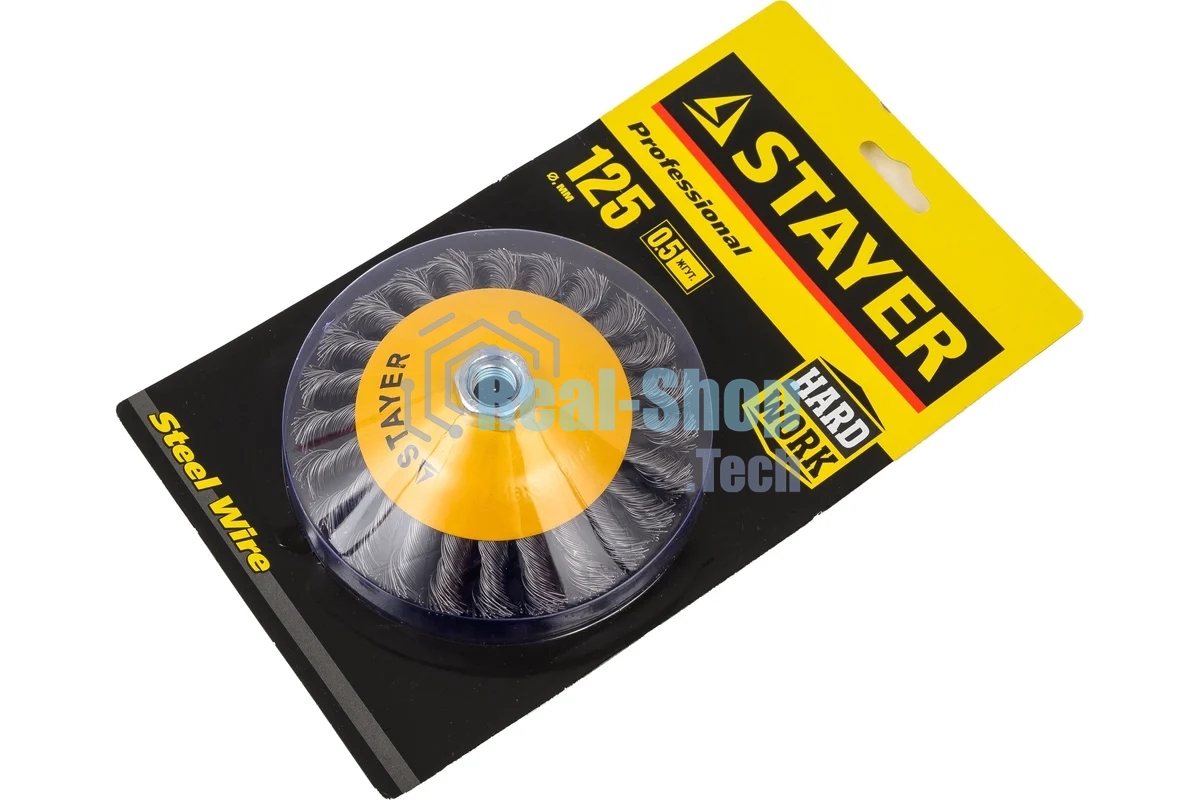 Кордщетка STAYER PROFESSIONAL 35135-125коническая М14 плетеная 0.5мм d125мм