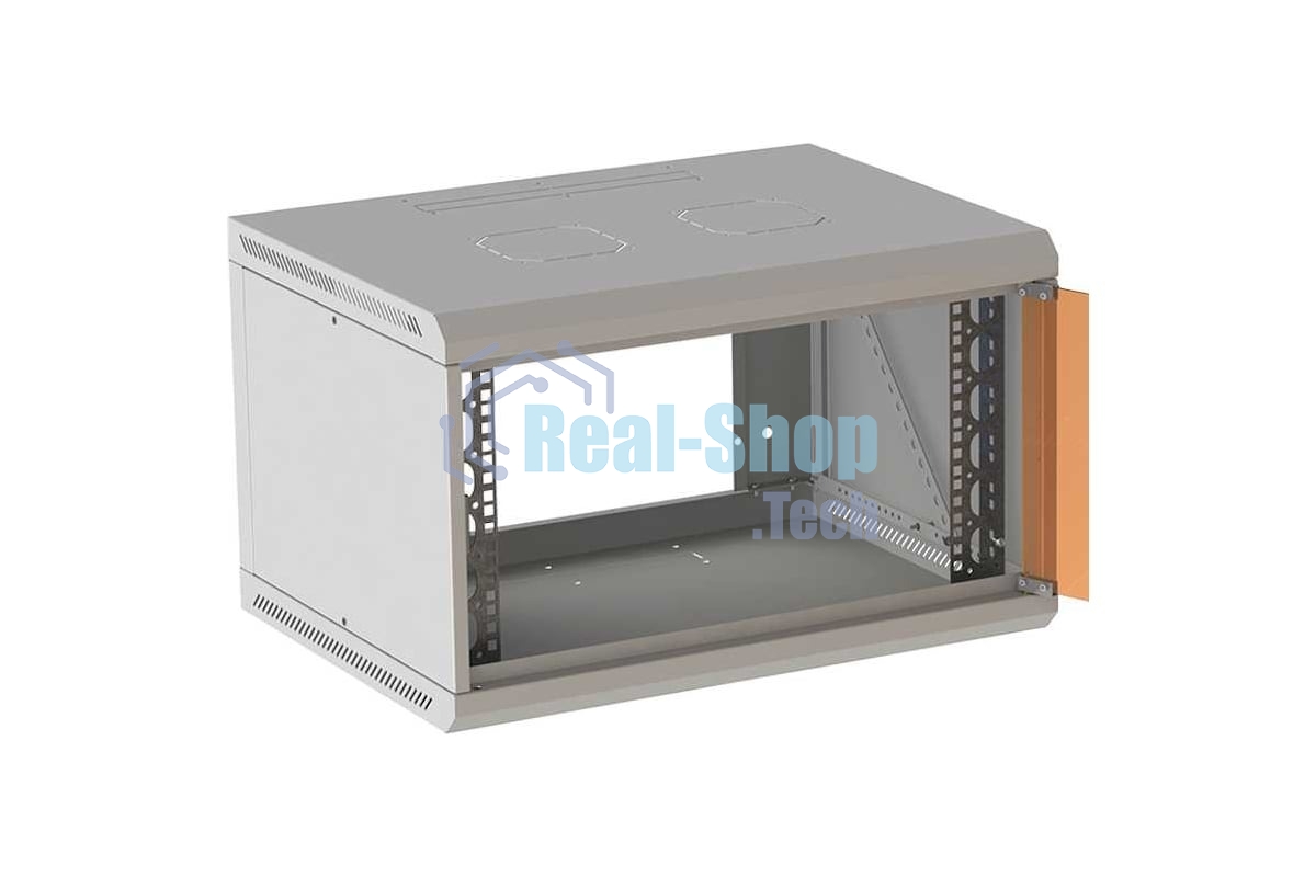 Шкаф коммутационный Suprlan (05-1063) настенный 6U 600x450 мм пер. дв. стекл направл. под закл. гайки 70 кг RAL 7035 385 мм 15.7 кг 360 мм