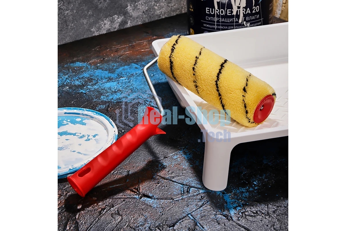 Валик Rexant полиакрил желтый с черной полосой, ворс 11 мм, ширина ролика 180 мм, бюгель 6 мм, Ø 42 мм