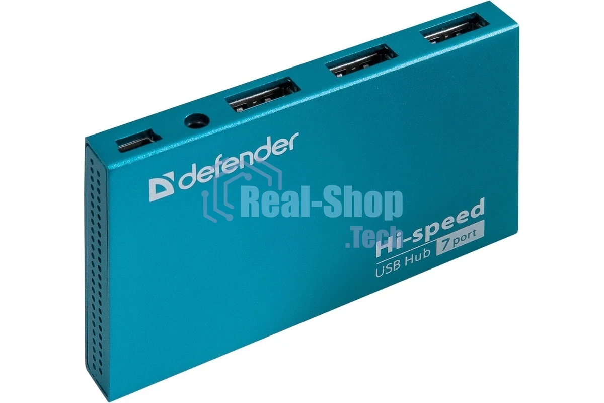 Разветвитель Defender SEPTIMA SLIM USB2.0 - 7 портов, + блок питания DC 5В 2А, + кабель USB 2.0 A(M) - MiniB (M) - 1м