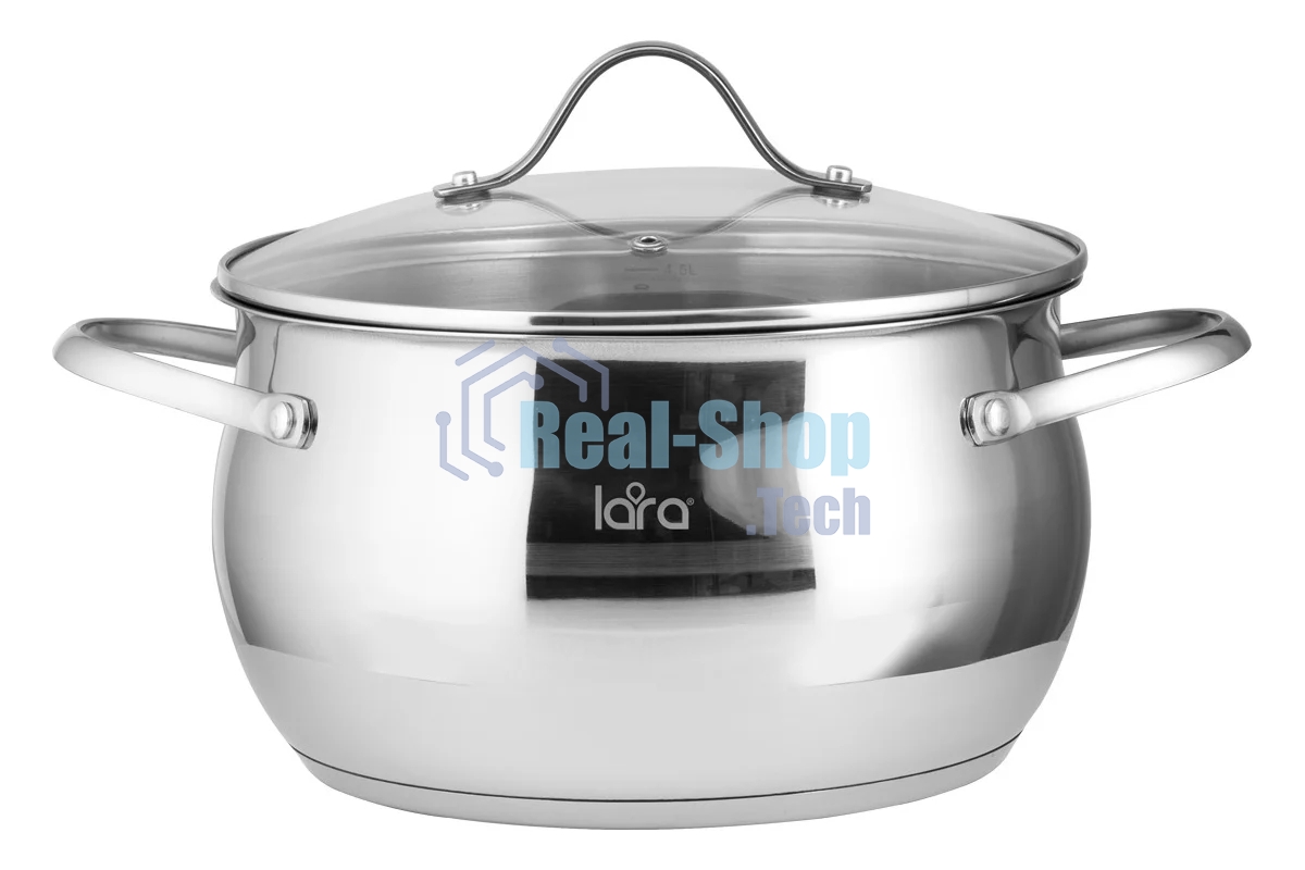 Кастрюля LARA LR02-34 Apple 22x12,5 см, 4.7 л, нержавеющая сталь, с крышкой
