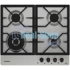 Газовая варочная поверхность Grundig GIGA 6234260 XE, 4 конфорки, нержавеющая сталь, 8500 Вт