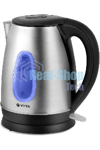 Чайник электрический Vitek VT-7039, 2200Вт, серебристый и черный