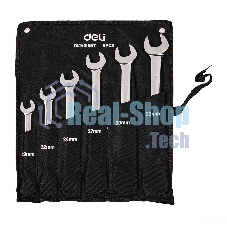 Набор комбинированных ключей с трещоткой 6 шт Deli DL140106T Спецификация: 19,22,24,27,30,32мм. Сталь 40 Cr. Трещотка 50BV30 72Т. Чехол из ткани Oxford