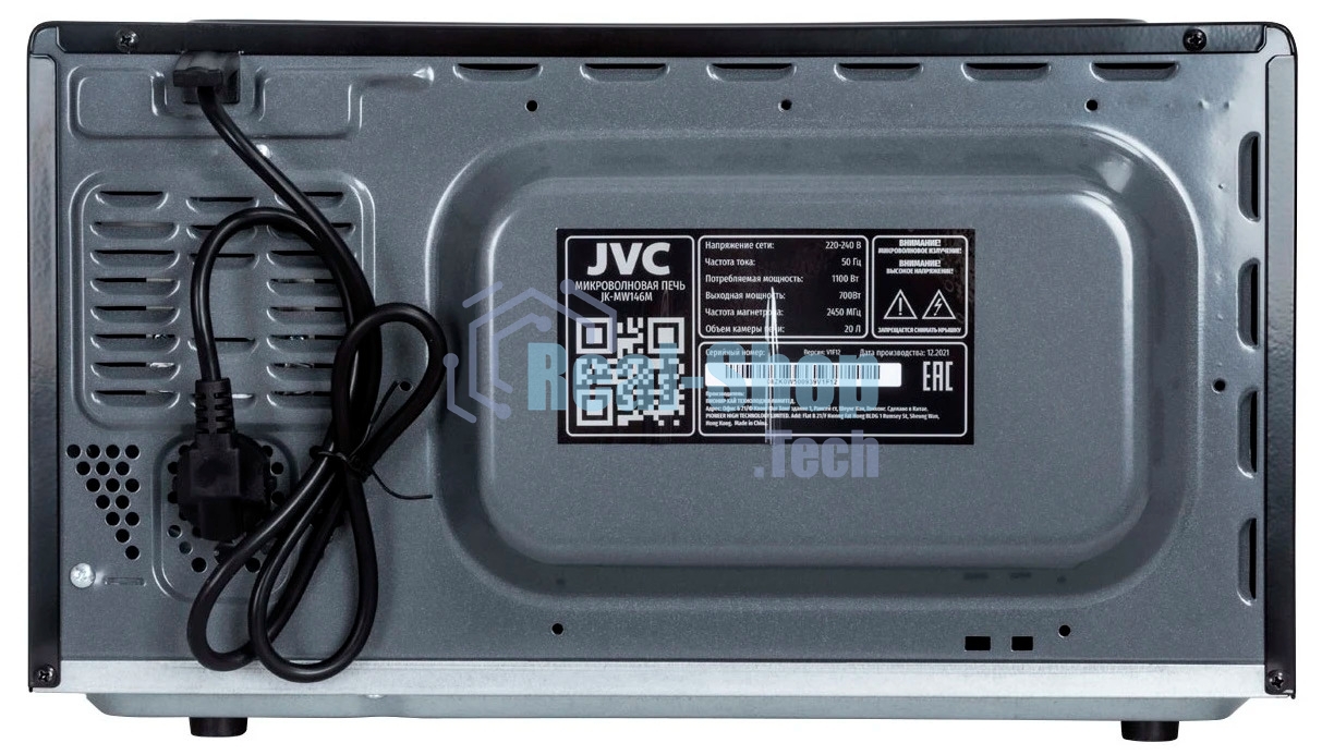 Микроволновая печь JVC JK-MW146M черный/серебристый, 20 л, 700 Вт, переключатели - поворотный механизм