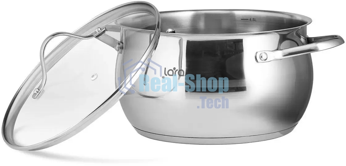 Кастрюля LARA LR02-34 Apple 22x12,5 см, 4.7 л, нержавеющая сталь, с крышкой