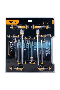 Набор шестигранных ключей Deli DL233108 8 шт. Материал: CR-V. Спецификация: 2x75 мм/2,5x75 мм/3x100 мм/4x100 мм/5x150 мм/6x150 мм/8x200 мм/10x200 мм. Удобная рукоять.