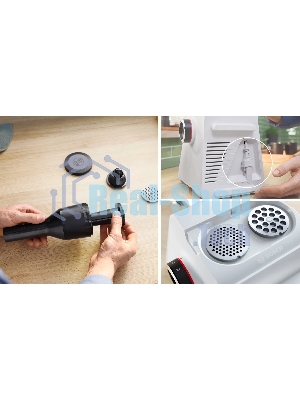 Мясорубка электрическая Bosch MFWS609W белый/черный, 2100 Вт, 3.5 кг/мин, реверс, насадки - 4
