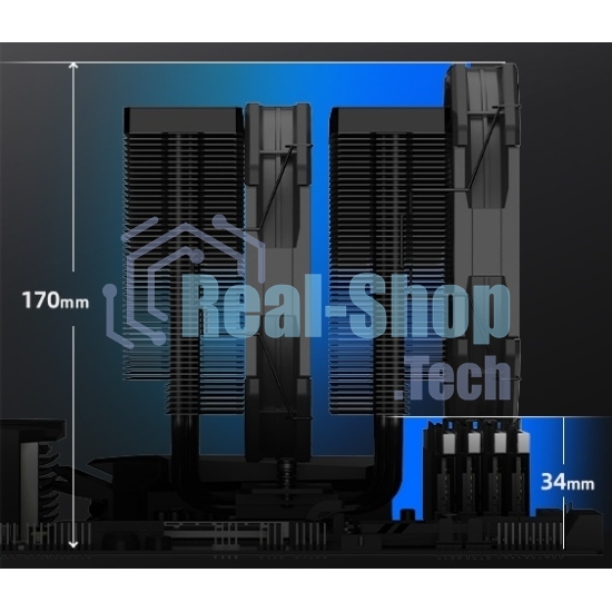 Устройство охлаждения(кулер) ID-Cooling Frozn A720 черный 140мм алюминий+медь 2000rpm 33.5db 4-pin 300W 163мм