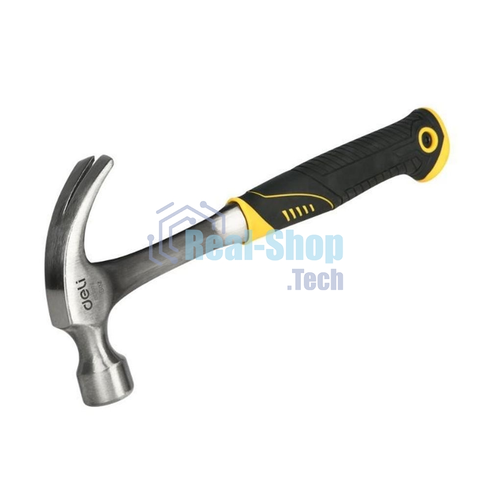 Молоток-гвоздодер Deli DL5072 450 гр, цельнокованный, прорезиненныя рукоять