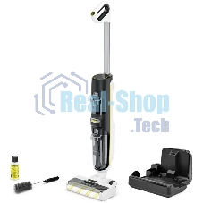 Пылесос вертикальный моющий Karcher FCV 4 Dry белый/черный, питание от аккумулятора, 180 Вт, уборка влажная/сухая, пылесборник 0.45 л