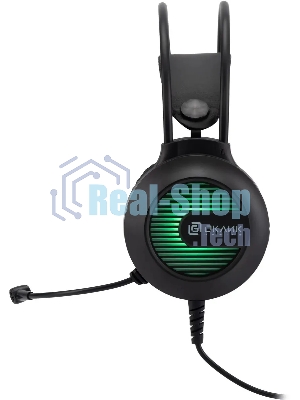 Гарнитура Oklick HS-L300G чёрный, проводная, 3.5 мм, подсветка