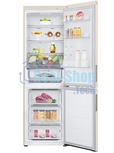 Холодильник LG GC-B459AEMW бежевый двухкамерный 234/110л морозилка снизу, No Frost