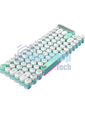 Клавиатура беспроводная Gembird KBW-9, 80кл, подсветка 6 цв, BT 5.1/радио/USB, белая