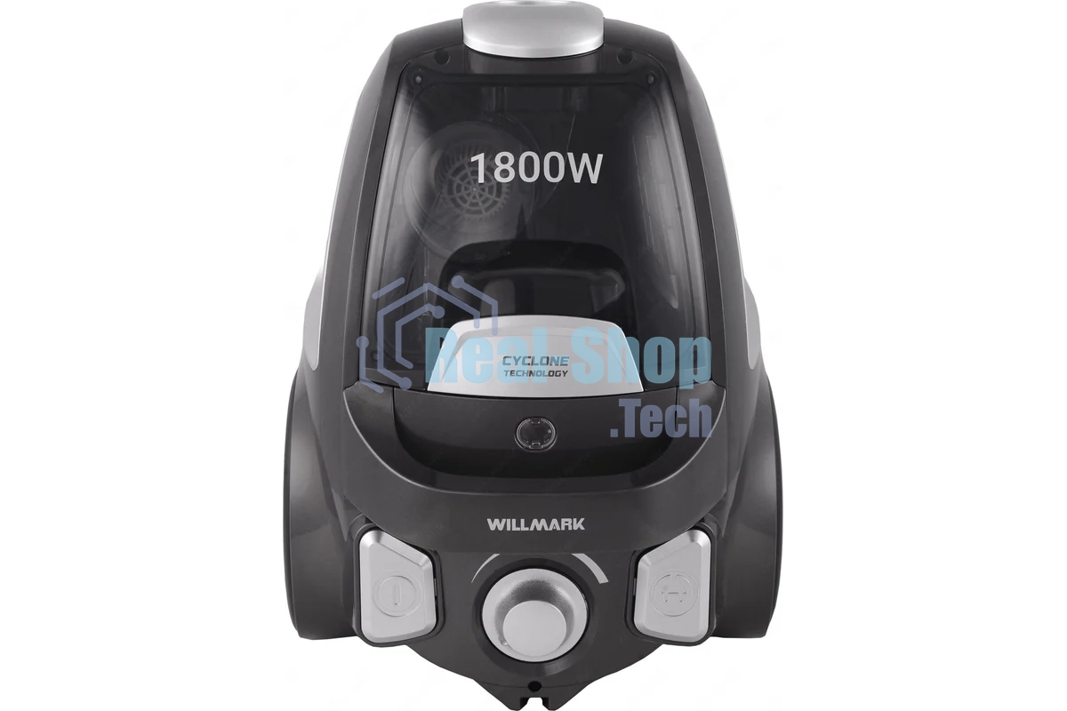 Пылесос Willmark VC-1865CY черно-серый, 380/1800 Вт, уборка сухая, пылесборник контейнер 2 л
