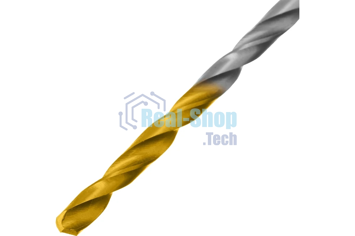 Сверло спиральное по металлу Denzel 3 х 100 мм, Р6М5, Golden Tip, удлиненное, 2 шт.
