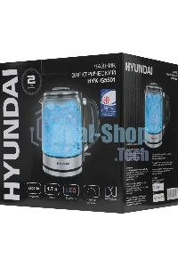 Чайник электрический Hyundai HYK-G5501 1.7 л, 2200 Вт, серебристый/черный