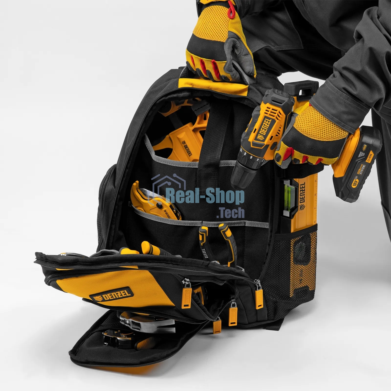 Рюкзак для инструмента Denzel 365х190х430 мм, 3 отделения, 26 карманов