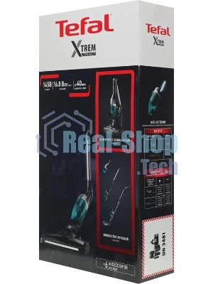 Пылесос вертикальный Tefal Xtrem Compact Essential TY1239WO лазурный/серый, питание от аккумулятора, 145 Вт, уборка сухая, пылесборник 0.4 л