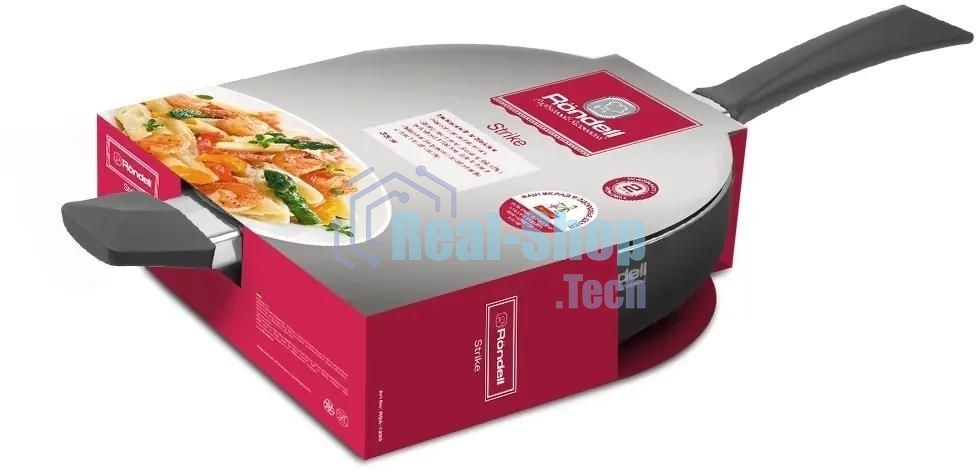 Сотейник Rondell Strike RDA-1399, 28 см, с крышкой, серый