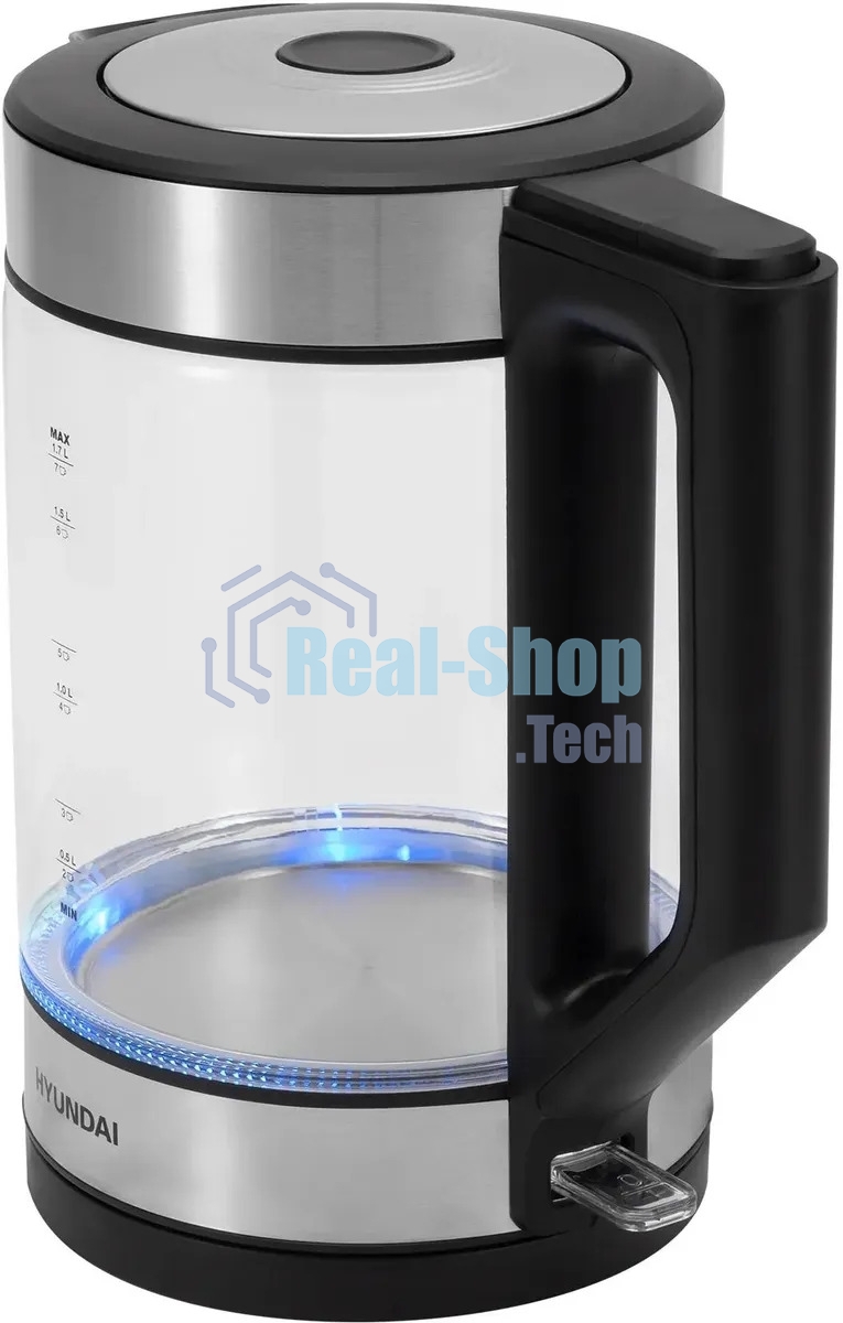 Чайник электрический Hyundai HYK-G3509 1.7л. 2200Вт черный/прозрачный корпус: стекло/пластик