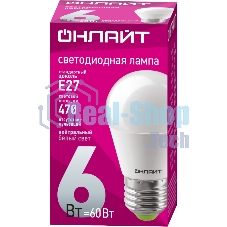 Лампа светодиодная ОНЛАЙТ 71646 OLL-G45-6-230-4K-E27