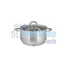 Кастрюля WEBBER BE-355/2 6,5 л, 24 см, из нержавеющей стали со стеклянной крышкой