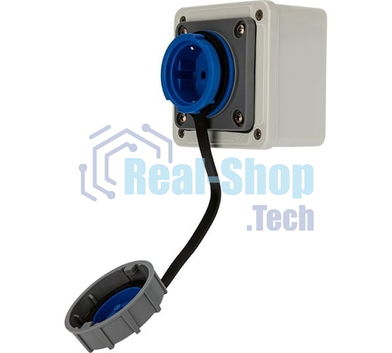 Розетка настенная Rexant влагозащищенная с крышкой 16 А, 2Р+РЕ, IP68
