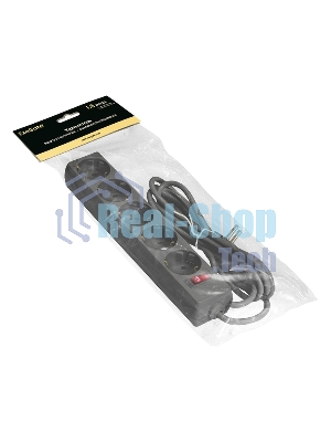 Удлинитель ExeGate EC-5-1.8B (EX279355RUS), черный, 1,8 м, евровилка с заземлением, 5 евророзеток с заземлением, 2200 Вт