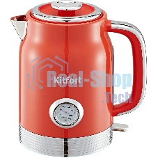 Чайник электрический Kitfort КТ-6791 1.7 л, 2200 Вт, красный/серебристый корпус: металл/пластик