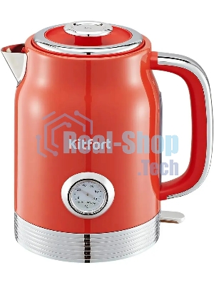 Чайник электрический Kitfort КТ-6791 1.7 л, 2200 Вт, красный/серебристый корпус: металл/пластик