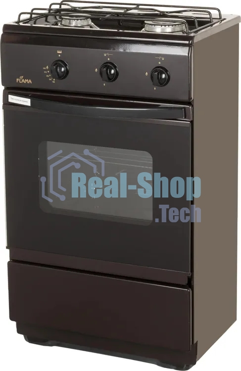 Плита газовая Flama CG 3202 B коричневый, конфорок 2 шт, духовка 30 л, 50 см x 85 см x 35 см