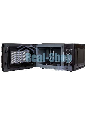 Микроволновая печь JVC JK-MW146M черный/серебристый, 20 л, 700 Вт, переключатели - поворотный механизм