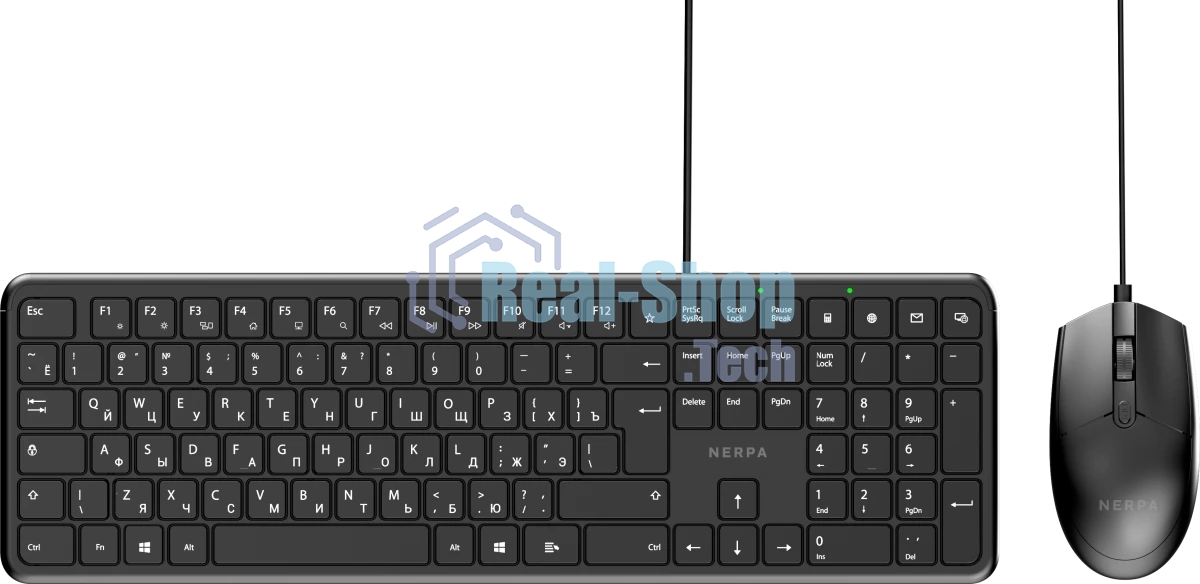 Комплект клавиатура+мышь Nerpa NRP-KG100-W-BLK проводной, USB, 1000 DPI, чёрный