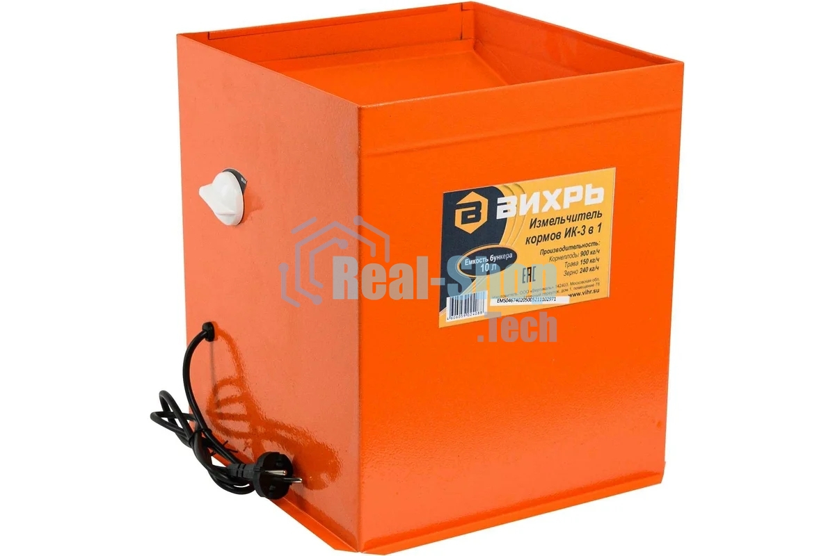 Измельчитель кормов ВИХРЬ ИК 3 в 11350Вт 10л макс. производительность зерна 240кг/час