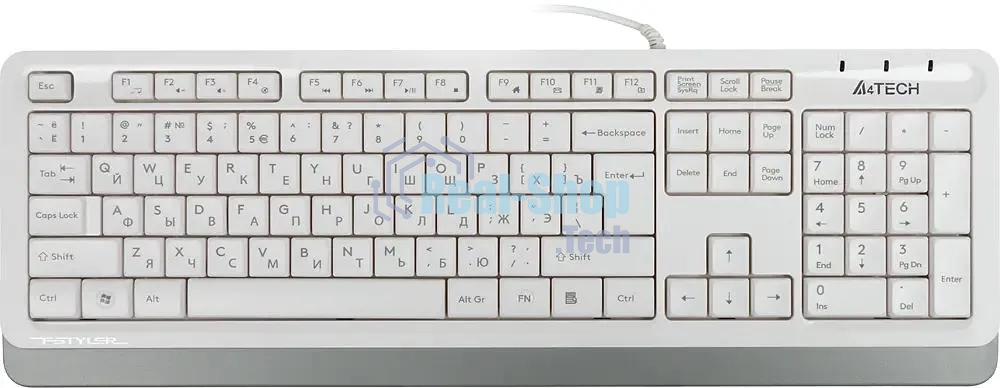Клавиатура проводная A4Tech Fstyler FK10, USB, белый/серый
