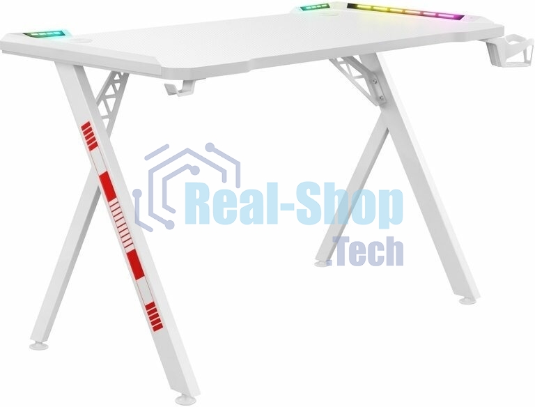 Стол игровой Defender Infinity RGb, подвес круж+гарн., бел, 120 5