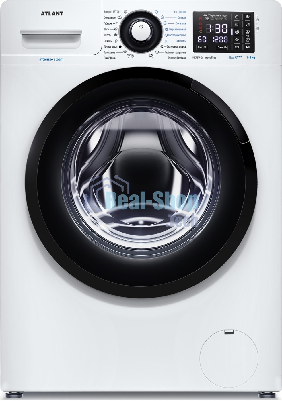 Стиральная машина Атлант СМА 80С1214-CA-02 белая, загрузка фронтальная 8кг, 1200 об/мин., класс: A