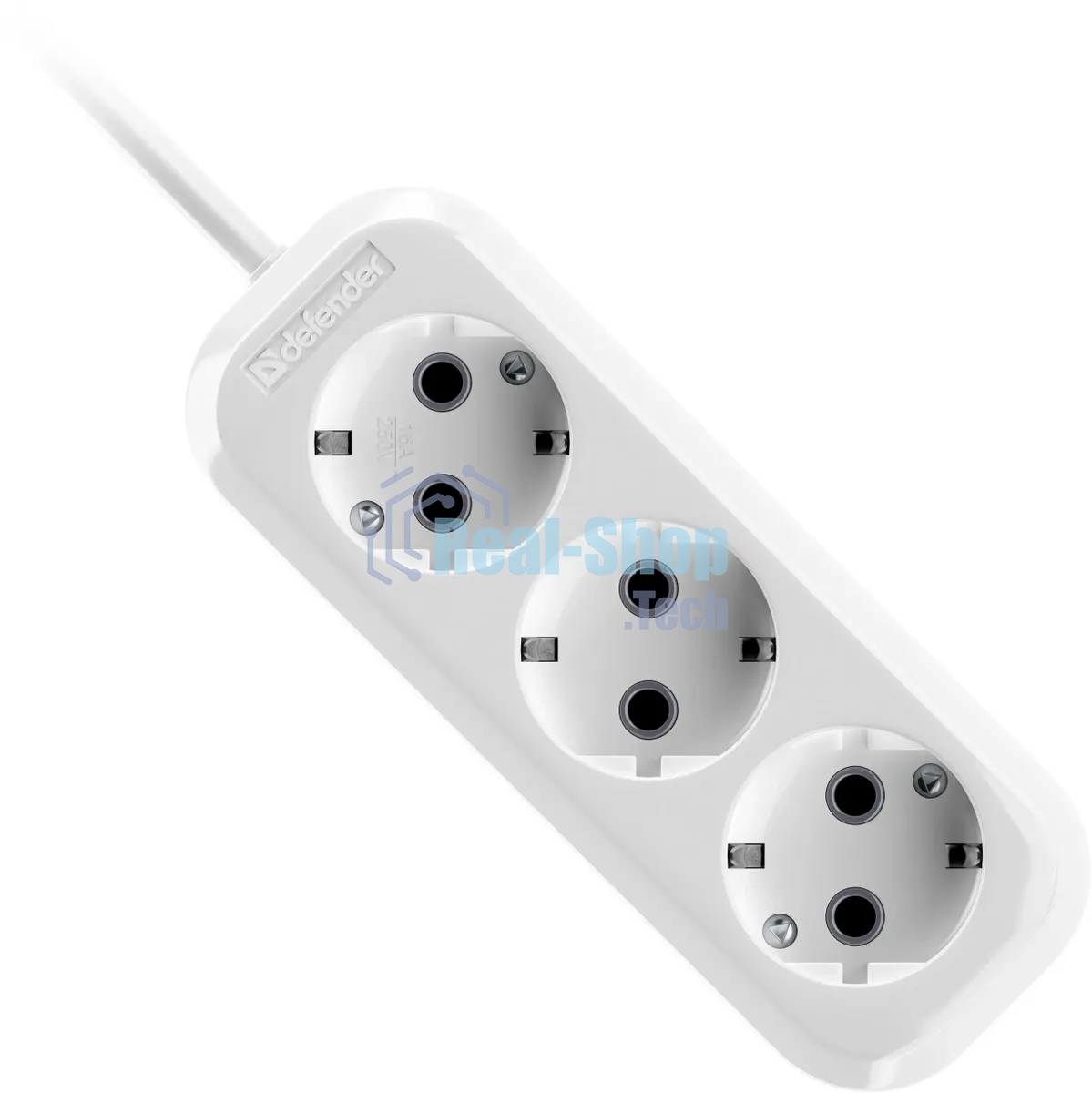 Удлинитель Defender R330 16 А, 3 роз х 2 м, белый