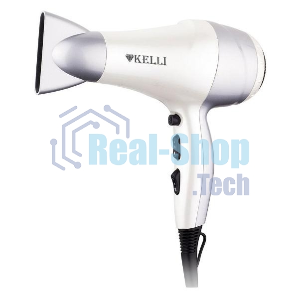 Фен Kelli KL-1110 белый/серебристый, 2400 Вт